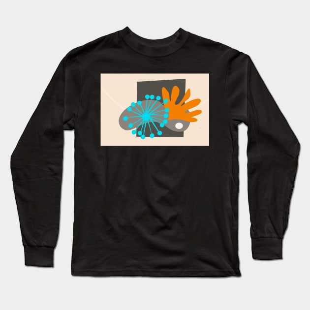 Abstract Art Mid Century Style Turquoise And Orange - abstract modern art Long Sleeve T-Shirt by art64